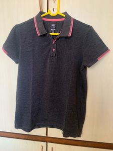 Teamspirit Charcoal Grey Polo T-shirt For Women