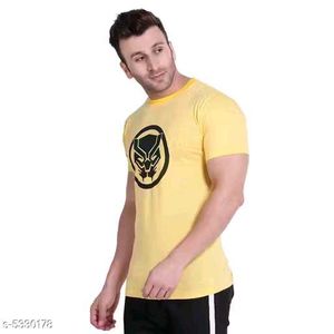 Yellow cotton round neck tshirt