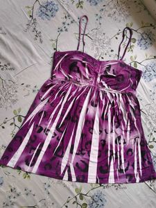 Purple White Printed Strips less Cami Top💜