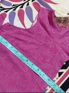Royal Pink Zari Embroidered Saree With Blouse