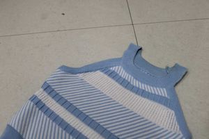 Striped Knit Tank Top - Blue & White
