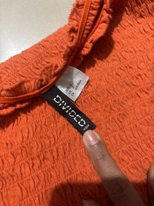 Orange Off-Shoulder Crop Top