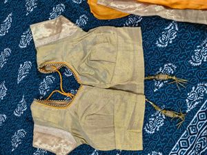 Beautiful Yellow Stone Saree