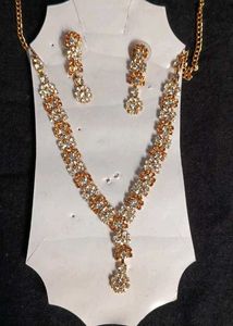 Rhinestone Necklace and Earring Set