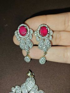 Big AD Pendant Set With Ruby Stone