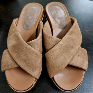 Suede Criss-Cross Platform Sandals