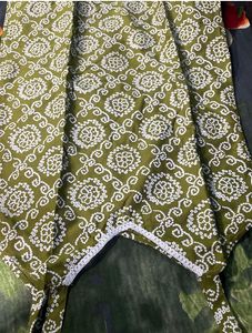 Olive Green Patterned Kurti