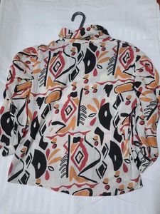 Abstract Print Button-Down Top