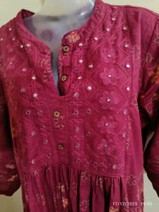 xxl a line mirror work embroidery kurta