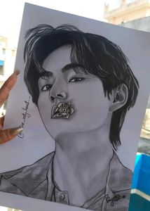 Handmade Realstic Sketch Of BTS V Or Kim Taehyung