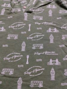 Olive Green London Print Polo Shirt