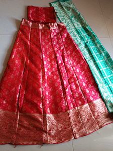 Red Lehenga Choli Set bnarsi With Blouse Piece