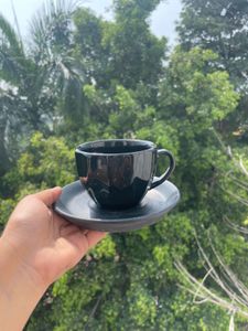 Black Ceramic Cup &amp; Saucer