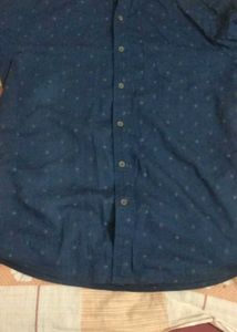 Blue Patterned Button-Down Shirt