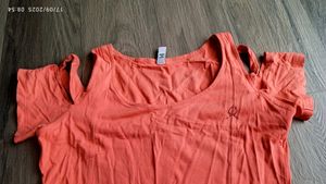Coral Cold Shoulder Top