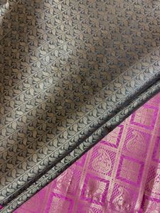 Black And Pink Tussar Silk Saree