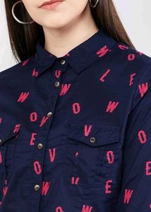Navy Printed Shirt