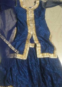 Blue & Gold Sharara Set