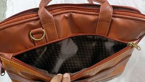 Brown Leather Office Laptop Side Bag