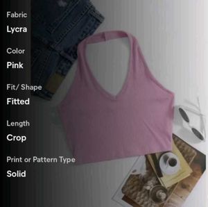 Pink Halter Crop Top