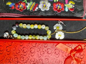 Embroidered Japanese Pouch 👝,earrings ,bracelet