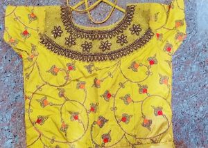 Neck Sequence Yellow Wedding Gown/ Party Wear