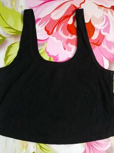 (1100)Basic Black Ribbed Tank Top