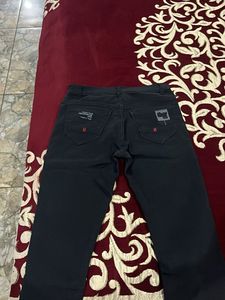 Black Denim Straight Leg Jeans