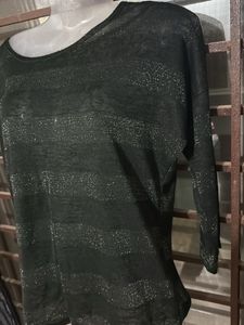 Striped long sleeve sheer top