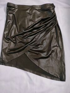 SHEIN Wrap Style ruched PU leather Skirt