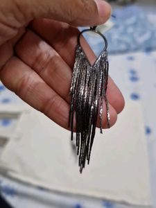 Graphite Black Tassel VINTAGE EARRINGS