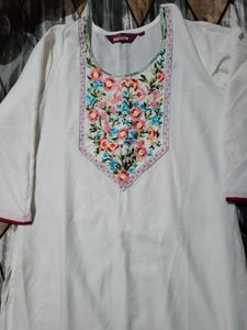 White Pink Dupatta Pant Kurta Set