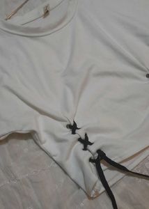 White Lace-Up Crop Top