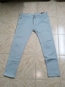 Light Blue Casual Pants And White Shirt