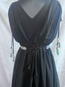 🖤 Black Boho-Chic Maxi Dress – Embellished Beauty