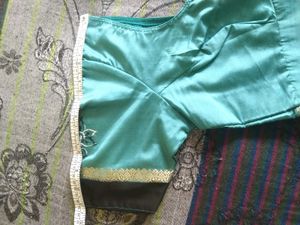 Black And Seagreen Combination Blouse