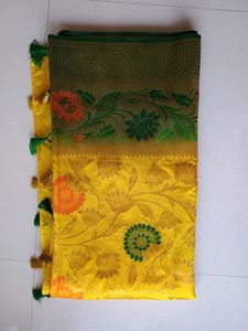 Beautiful Yello And Green Colour Saree