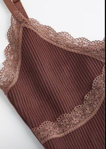Brown lace trim cami