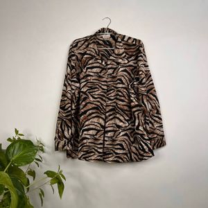 Tiger Print Button Down Shirt