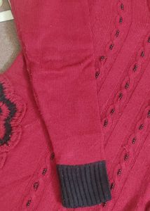 maroon Knitted  bodycon dress