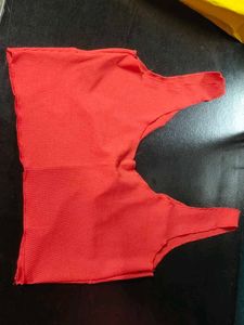 Red Front Knot Crop Top