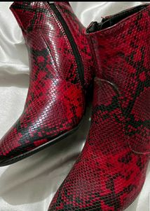 Red Snake Print Boots