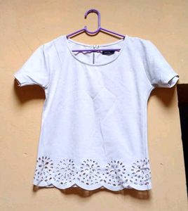 White Cutout Detail Top