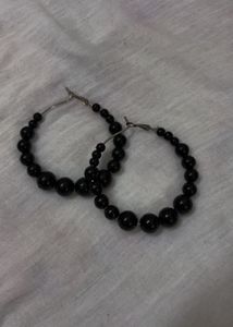 Black Pearl Hoop Earrings