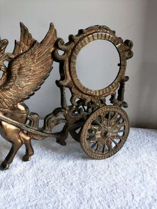 Vintage Metal Pegasus Horse Chariot Showpiece