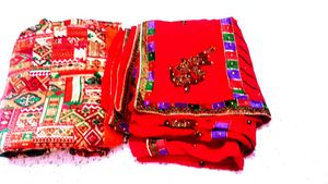 Red Embroidered Saree with Blouse