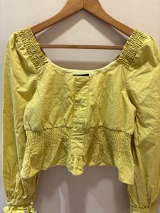 Yellow Smocked Long Sleeve Top
