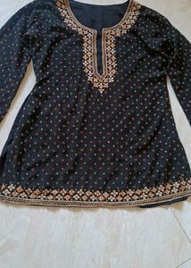 black short kurta with embroidery design