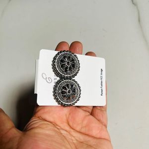 Trendy Oxidised Silver Round Earrings – Boho Style