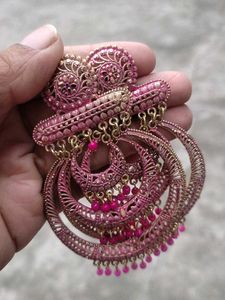 Pink Beaded Statement Earrings